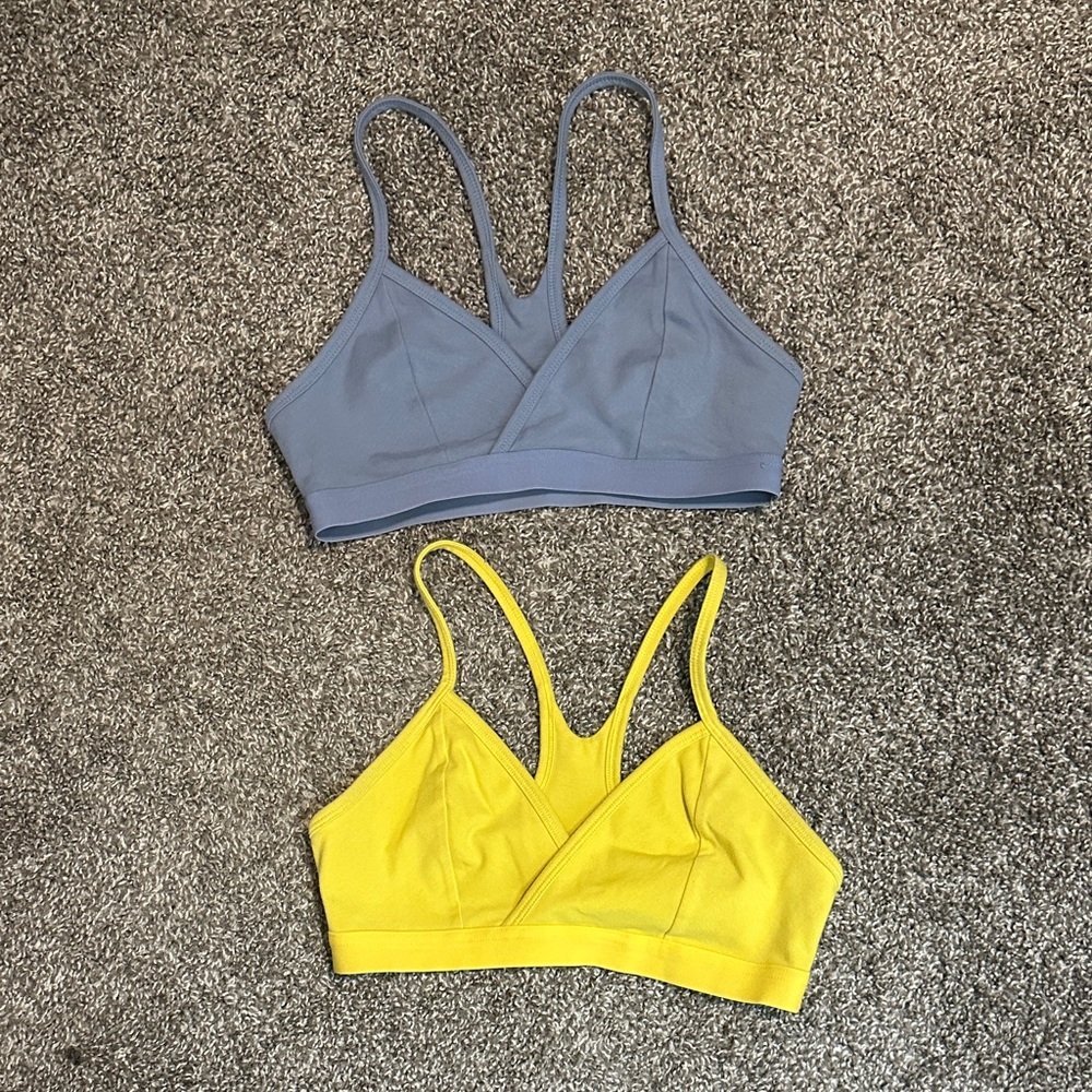 Fabletics Blue and Yellow Bralette Duo